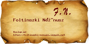 Foltinszki Nónusz névjegykártya